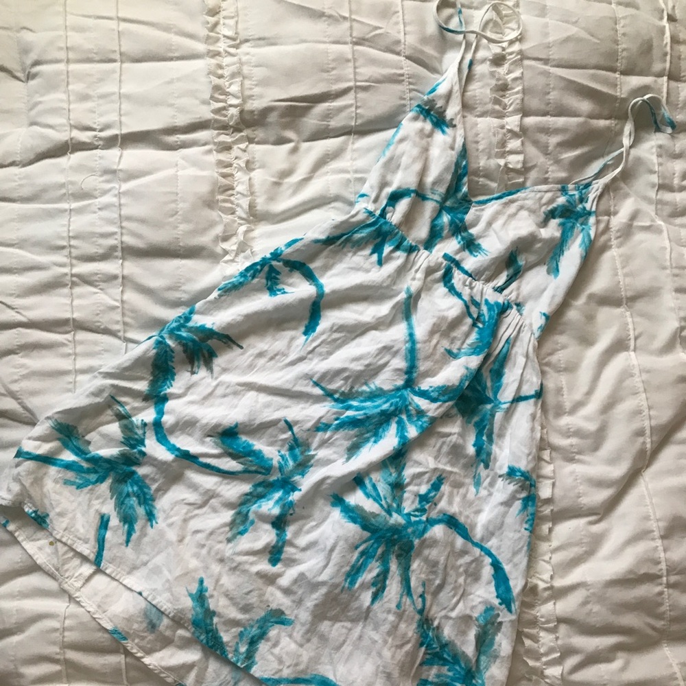 Palm tree dress with cross back